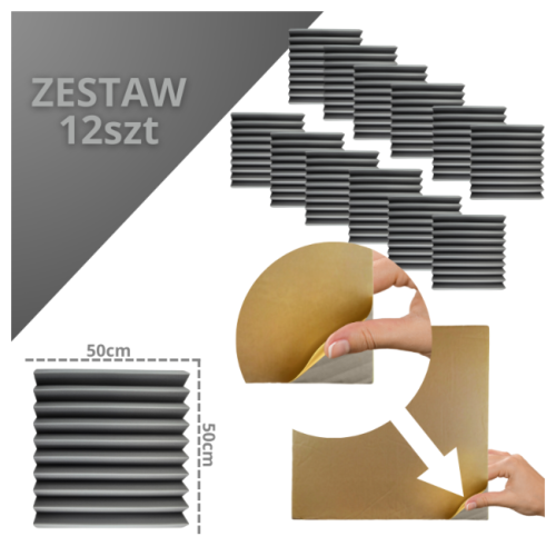 DNA AM4 GY panel akustyczny zestaw 12 szt. szary
